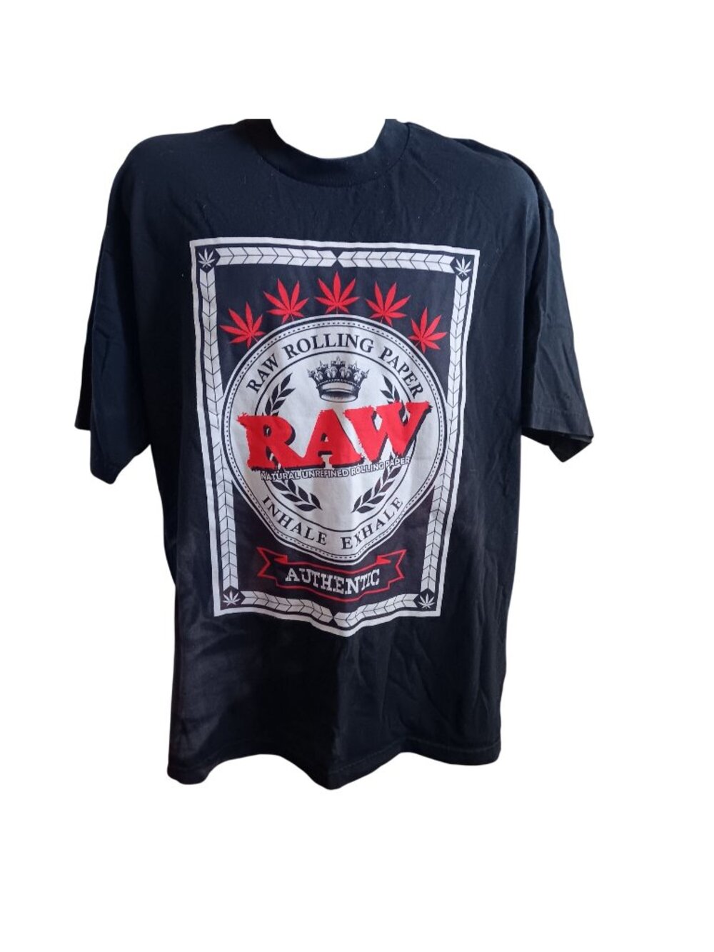 Raw Rolling Paper T-Shirt 2XL Graphic Black Cotton Pro Athletic Bleach Fade Y2K
